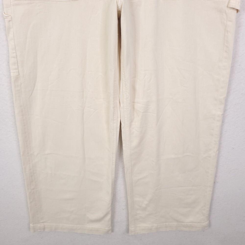American Eagle Carpenter Pants Womens 14 Cream Stretch Wide Leg Utility Y2k - Picture 9 of 16